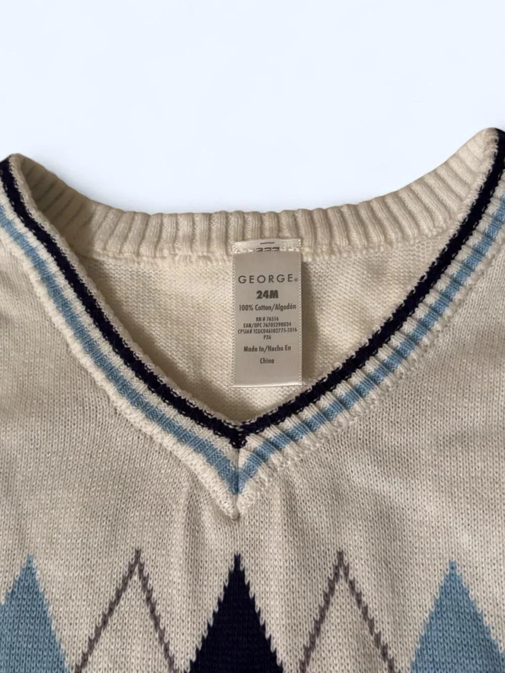 George 24M Argyle Sweater Vest